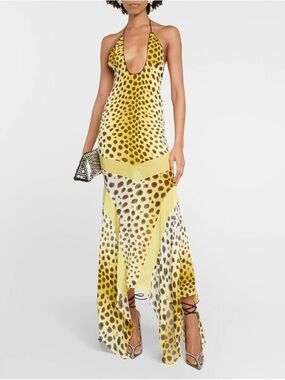 The Attico Saskia printed halter neck maxi dress